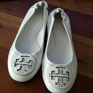 Tory Burch Reva flats, pristine white leather